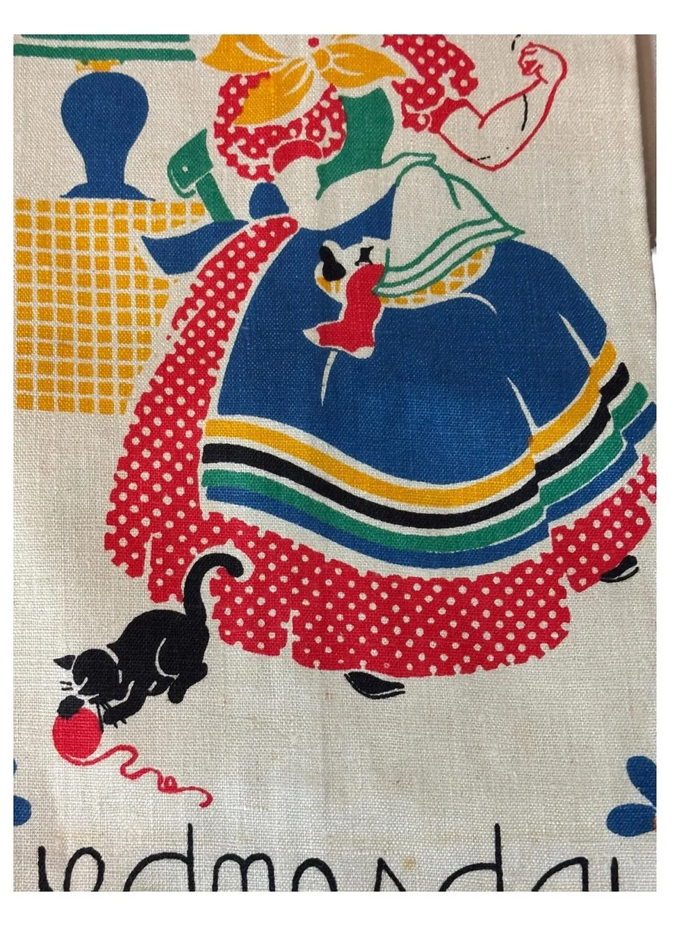 MCM Quality Linens Pure Linen Tea Towel Days Of The Week “Wednesday” Dutch Girl